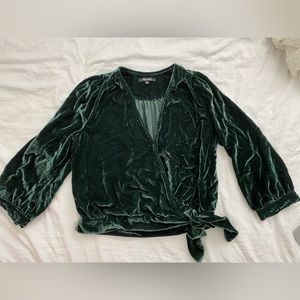 Madewell Green Velvet wrap top